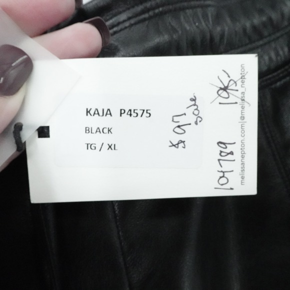 Melissa Nepton Kaja Pants Womens XL‎ Black Faux Leather Jogger Minimalist Casual - Picture 9 of 11